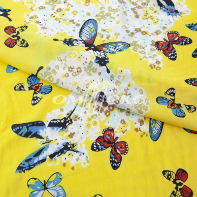 Плательная ткань "Софи" 7.2, 75 гр/м2, шир.150 см, принт бабочки - купить в Кисловодске. Цена 241.49 руб.