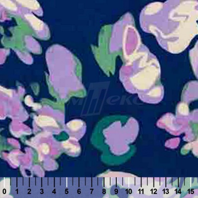 Штапель принт (100% вискоза) D4,C3, 110 гр/м2, шир.140см, принт цветы/василёк - купить в Кисловодске. Цена 343 руб.