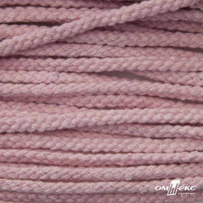 Шнур плетеный d-6 мм круглый, 70% хлопок 30% полиэстер, уп.90+/-1 м, цв.1087-розовый - купить в Кисловодске. Цена: 588 руб.