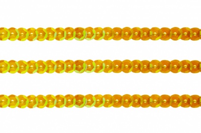 Пайетки "ОмТекс" на нитях, CREAM, 6 мм С / упак.73+/-1м, цв. 92 - золото - купить в Кисловодске. Цена: 484.77 руб.