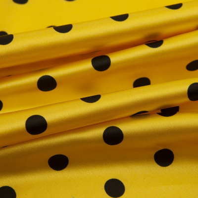Атлас стрейч (горох) 14-0760, 95 гр/м2, шир.150см, цвет жёлтый/чёрный - альт2