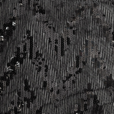 Трикотажное полотно с пайетками, шир.130 см, #311-бахрома чёрная - купить в Кисловодске. Цена 1 183.35 руб.