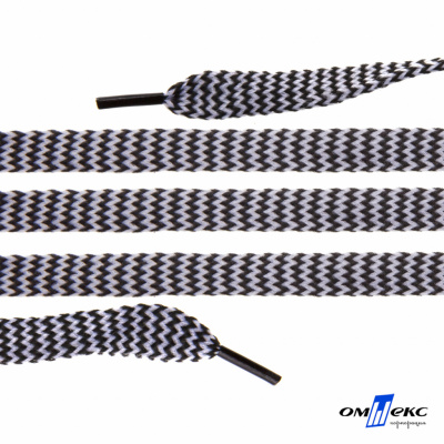 Шнурки #107-07, плоские 130 см, двухцветные цв.серый/чёрный - купить в Кисловодске. Цена: 23.03 руб.
