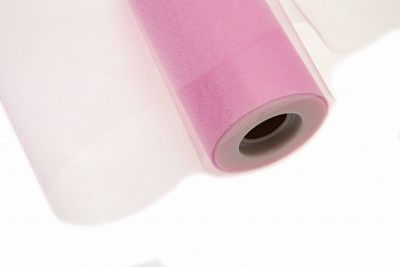 Фатин блестящий в шпульках 16-14, 12 гр/м2, шир. 15 см (в нам. 25+/-1 м), цвет розовый - купить в Кисловодске. Цена: 107.52 руб.