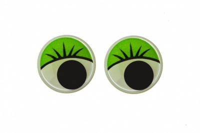 Глазки для игрушек, круглые, с бегающими зрачками, 15 мм/упак.50+/-2 шт, цв. -зеленый - купить в Кисловодске. Цена: 113.01 руб.