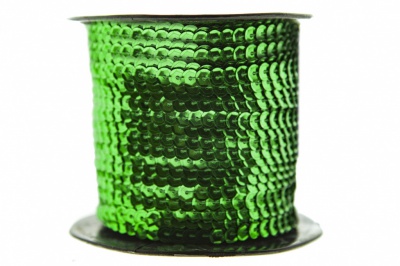 Пайетки "ОмТекс" на нитях, SILVER-BASE, 6 мм С / упак.73+/-1м, цв. 4 - зеленый - купить в Кисловодске. Цена: 484.77 руб.