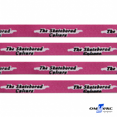 Тесьма отделочная (киперная) 10 мм, 100% хлопок,"THE SKATEBOARD CULIURE"(45 м) цв.121-26 -яр.розовый - купить в Кисловодске. Цена: 850.62 руб.