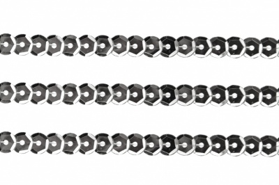 Пайетки "ОмТекс" на нитях, SILVER-BASE, 6 мм С / упак.73+/-1м, цв. 1 - серебро - купить в Кисловодске. Цена: 468.37 руб.