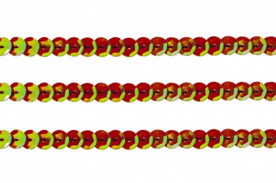Пайетки "ОмТекс" на нитях, CREAM, 6 мм С / упак.73+/-1м, цв. 96 - красный - купить в Кисловодске. Цена: 484.77 руб.