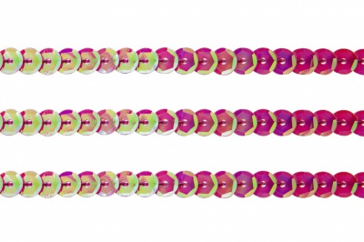 Пайетки "ОмТекс" на нитях, CREAM, 6 мм С / упак.73+/-1м, цв. 89 - розовый - купить в Кисловодске. Цена: 468.37 руб.