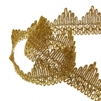 Тесьма металлизированная 0384-0240, шир. 40 мм/уп. 25+/-1 м, цвет золото - купить в Кисловодске. Цена: 490.74 руб.